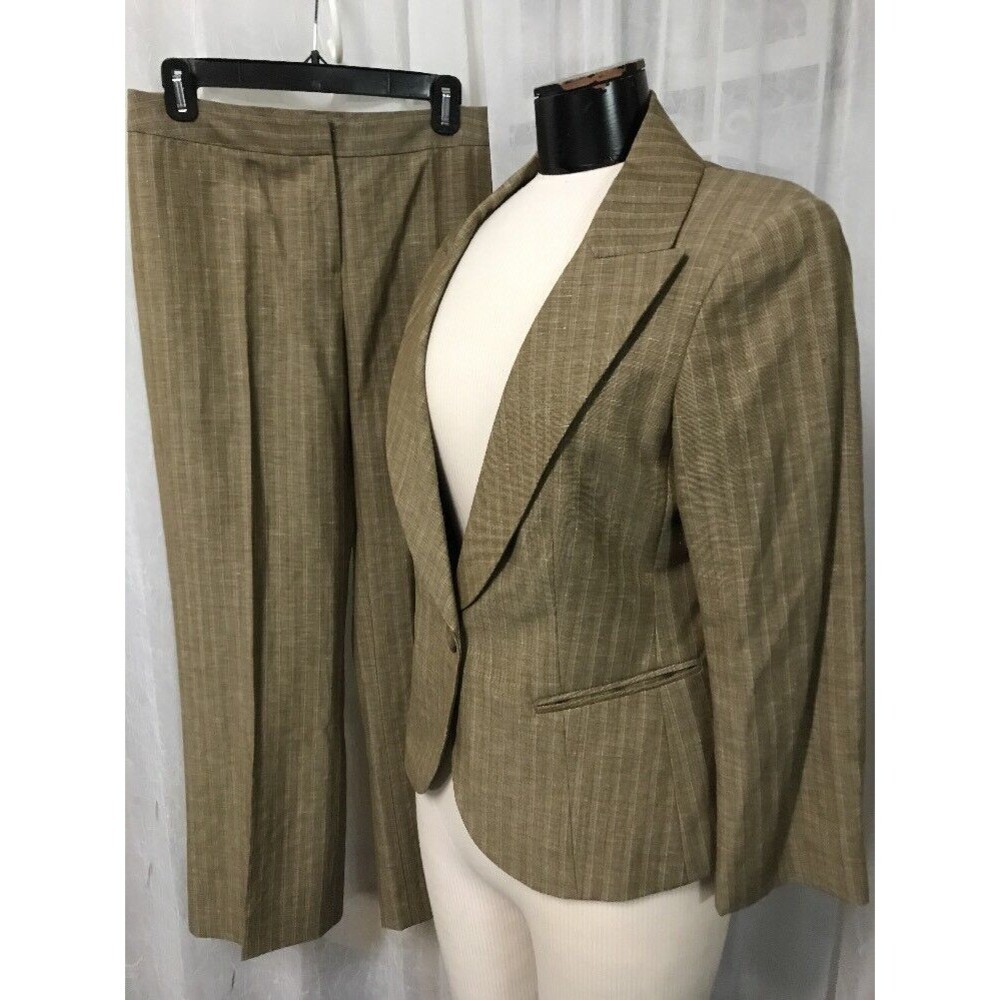 Lafayette 148 New York Women's Suit Brown Wool Blend Pant Suit Split Size 8 & 4